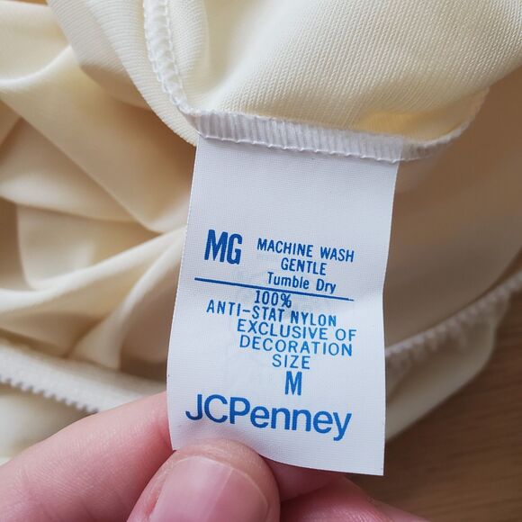 Vintage 60s/70s JCPenney Cream Maxi Slip Skirt M - Picture 7 of 8